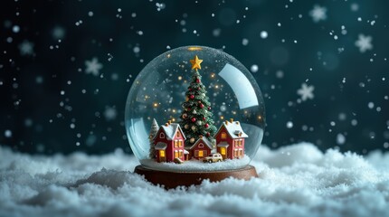 Charming snow globe displaying a Christmas scene with lights
