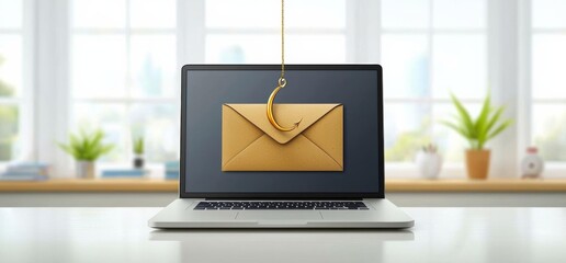 Data phishing, hacking online scam on computer laptop concept