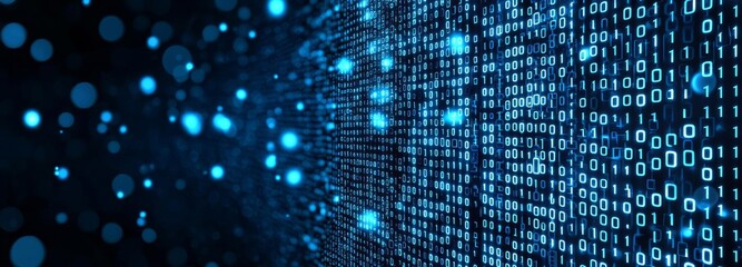 Binary computer code. Blue matrix of zeros and ones. Abstract digital background. Vector Illustration. , isolated on white background,  , copy space, copy space for text,