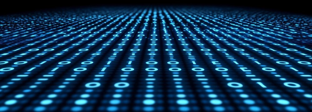 Binary computer code. Blue matrix of zeros and ones. Abstract digital background. Vector Illustration. , isolated on white background,  , copy space, copy space for text,