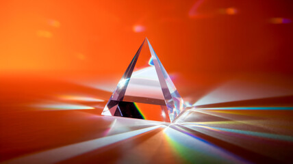 Crystal prism casting colorful light patterns