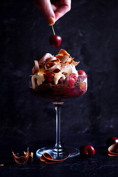 Black Forest Cherry and Chocolate Individual Trifle.