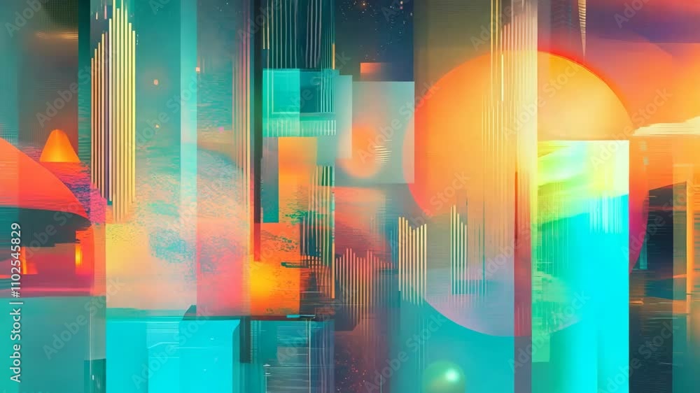 Poster multicolored tech background with a geometric structure. vibrant, minimal design with simple futuris