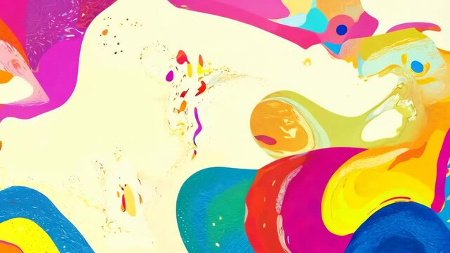 Colorful with rainbow shapes on bright colorful background. Generative AI. Risograph style 4K Video