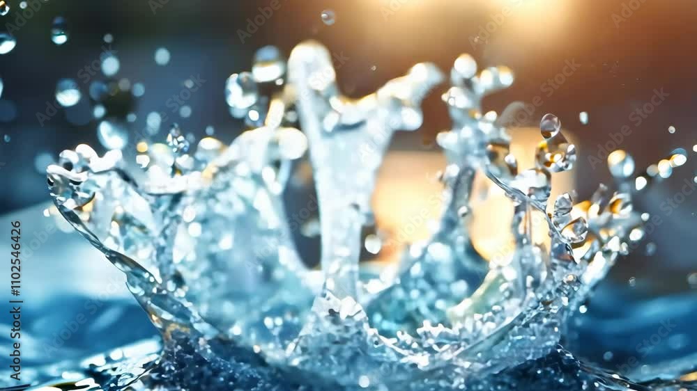 Poster close-up water surface with splash and air bubbles. abstract background with dynamic effect. for cov