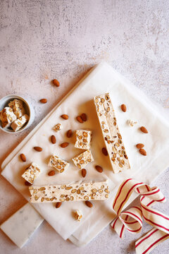 Almond Nougat Traditional Holiday Sweets.
