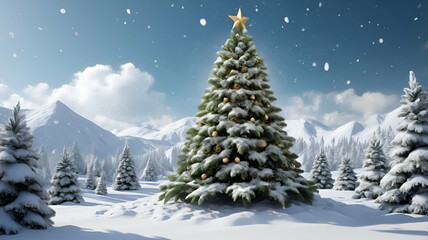 Obraz premium christmas tree in snow