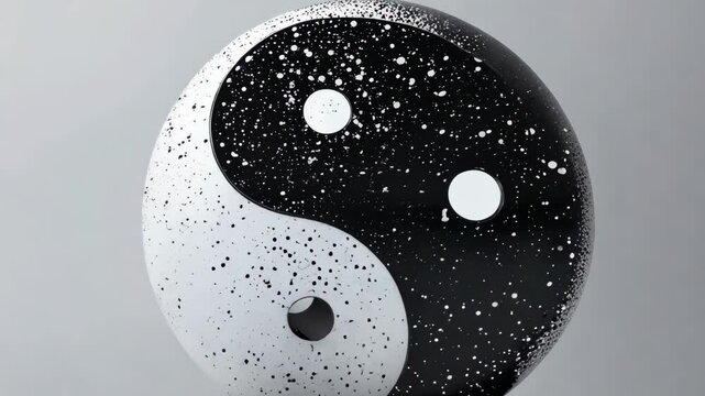 Black and white yin-yang symbol isolated on a solid background representing balance and harmony 4K Video