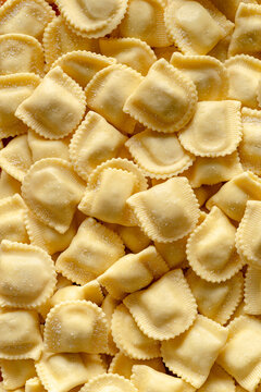 Background of Italian homemade ravioli. Top View.