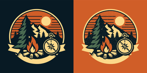 Vector logo adventure mountain hipster vintage