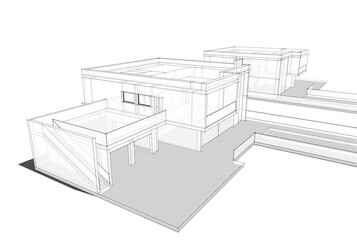 house building architecture 3d rendering