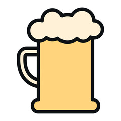 Beer mug with frothy foam on top, Vector