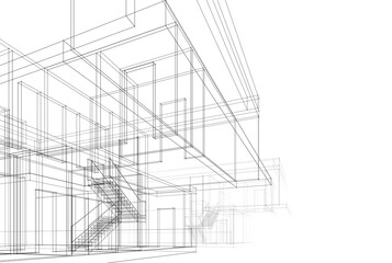 house building architecture 3d rendering