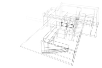 house building architecture 3d rendering