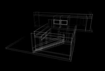 house building architecture 3d rendering