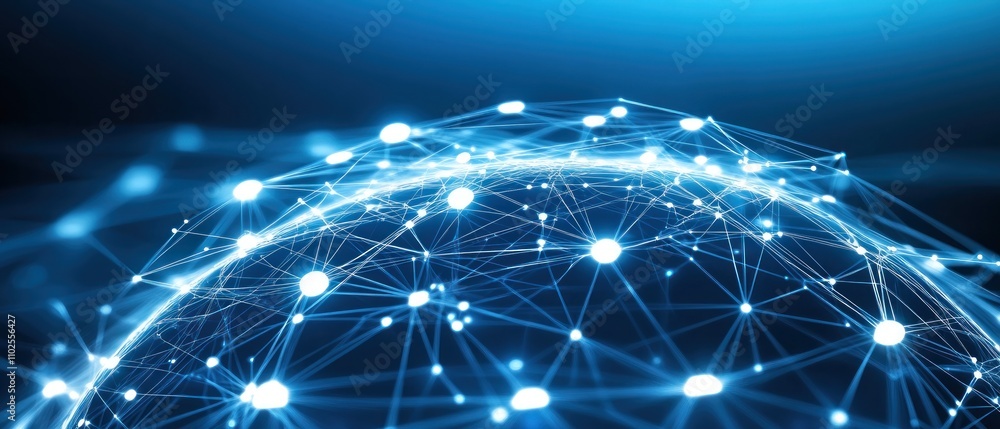 Poster abstract representation of interconnected networks and data flow.