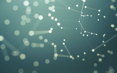 Abstract background. Molecules technology with polygonal shapes, connecting dots and lines. Connection structure. Big data visualization.