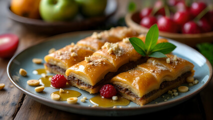 Delicious Baklava with Nuts and Honey