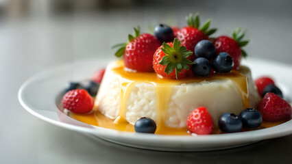 Elegant Berry Dessert with Cream and Honey