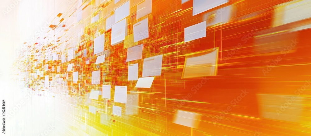 Poster abstract digital design with vibrant colors and motion effects, suggesting data flow.