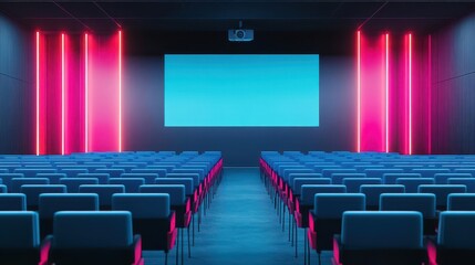 Startup pitch in a futuristic auditorium, AIpowered presentation tools, vibrant lighting, medium angle