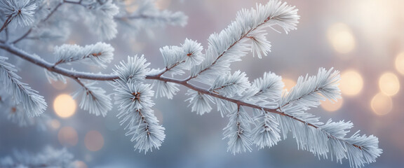 Obraz premium branches of a tree covered with hoarfrost