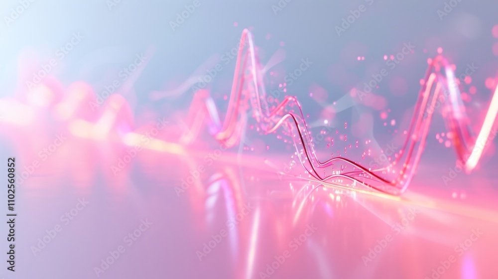 Poster a glowing pink light wave reflects softly over a smooth surface, creating a delicate and futuristic 