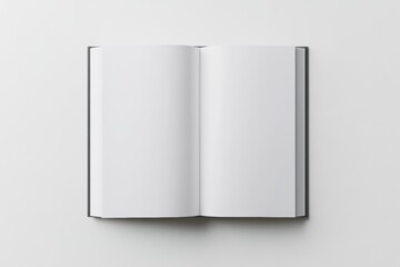 A book is open to a blank page