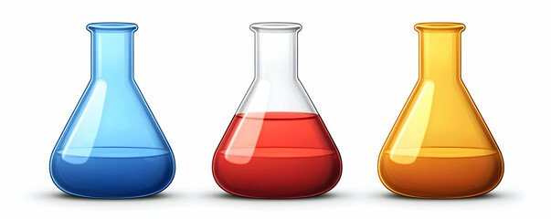 Colorful Erlenmeyer Flasks, A Vibrant Chemistry Illustration