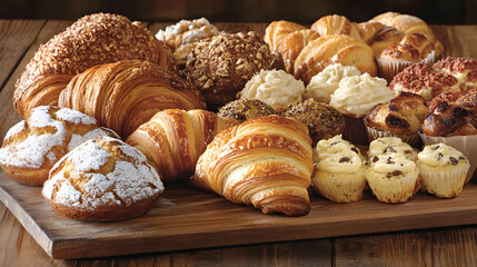 Delightful Bakery: Warm, Inviting Display of Freshly Baked Pastries