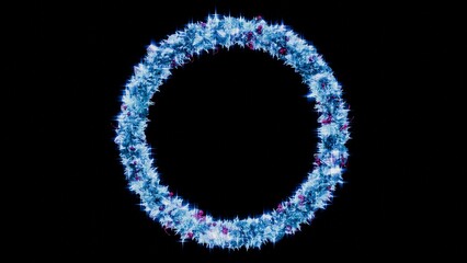 A metallic xmas wreath with some gem created 3D render on black background.