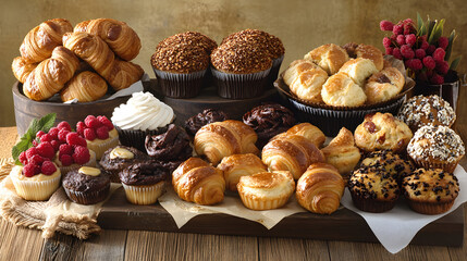 Delightful Bakery: Warm, Inviting Display of Freshly Baked Pastries