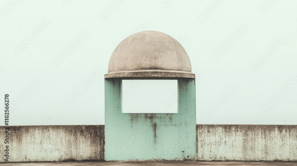 Poster minimalist architectural structure with dome and empty frame