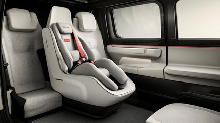Obraz premium Modern Car Interior with Innovative Child Safety Seat Design