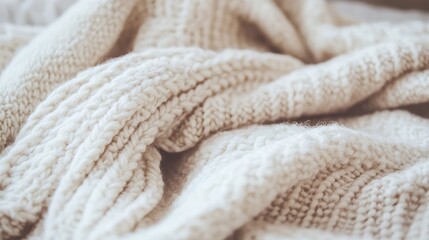 Cozy Cream Knit Blanket on a Soft Surface for Warm Atmosphere