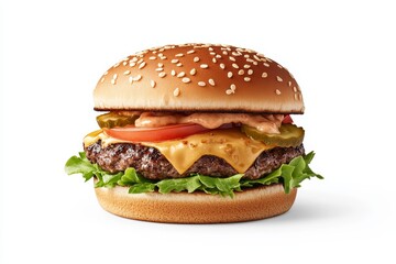 A hamburger with lettuce and tomato on it