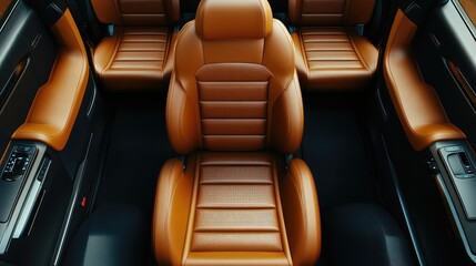 Luxurious Leather Interior of a Modern Car with Stylish Design