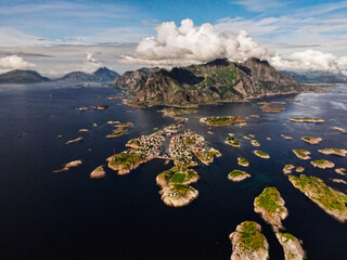 Aerial View of a Beautiful and Scenic Island Community Nestled Amidst Lush Greenery and Water