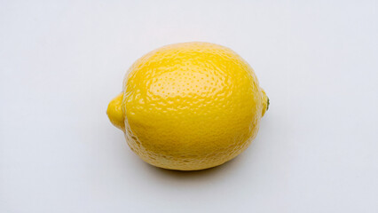 A whole lemon displayed on a pure white background, centered and shown in a side angle. 