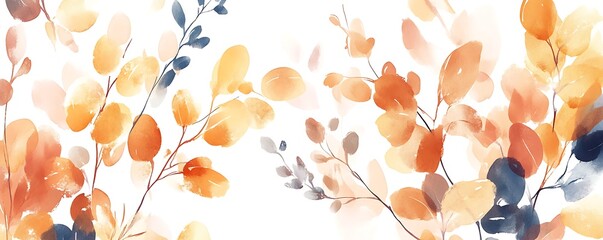 An abstract floral pattern in watercolor style, beautifully illustrated and isolated against a white background.