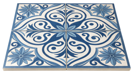 Top View Blue and White Floral Tile Composition, Four Square Tiles, Isolated on White Background, Ceramic Tile Design

Ceramic Tile, Floral Pattern, Blue Tile, Tile Design