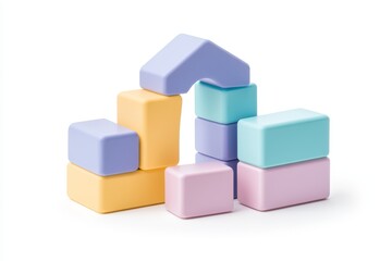 Obraz premium A colorful stack of blocks with a pink and purple block in the middle