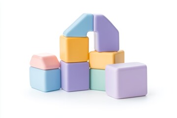 Obraz premium A stack of colorful blocks with a pink square in the middle