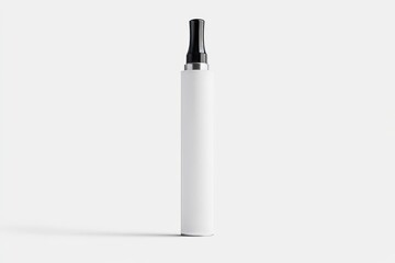 A white bottle with a black cap, electronic cigarette mockup