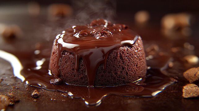 Chocolate lava cake bursting with fudge
