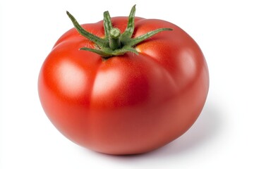 A red tomato with a stem on top