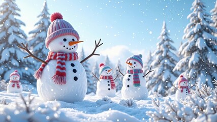 Obraz premium Snowman, Snowmen Postcard Image 