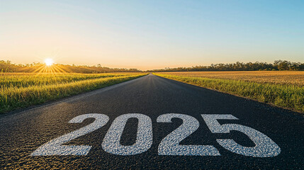 Sign in the forest, Happy New Year 2025, The Road to 2025: A Journey into the Future