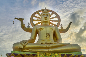 Large seated Buddha statue at Wat Phra Yai in Koh Samui, Thailand