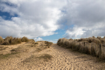 Footpath leading to Walberswick Beach in Suffolk, England, United Kingdom